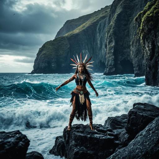 Pacific Island Sorceress on Ocean Cliffs