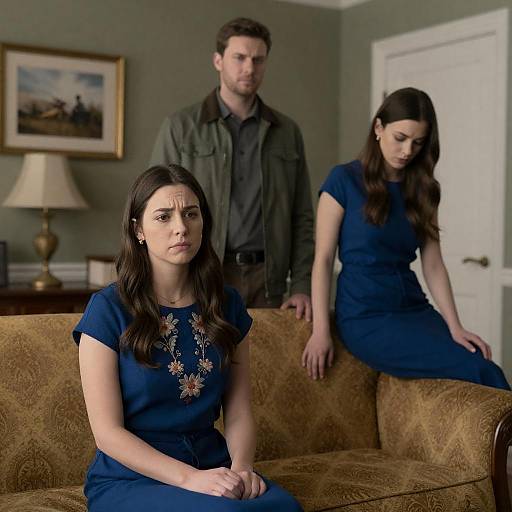 Candid Moment in a Patterned Room