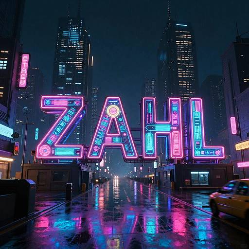 Cyberpunk Cityscape Shaped as Zahl