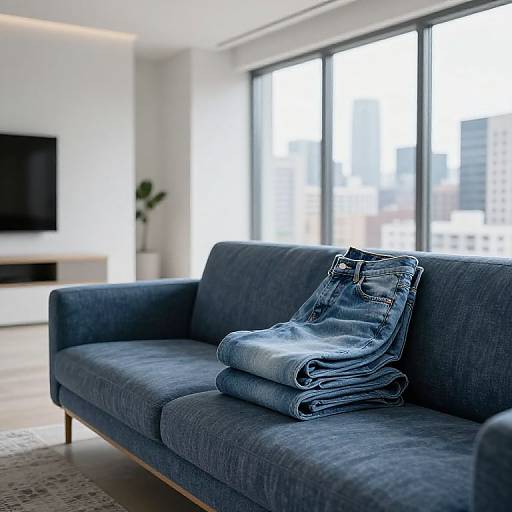 Minimalist Urban Denim Living Room