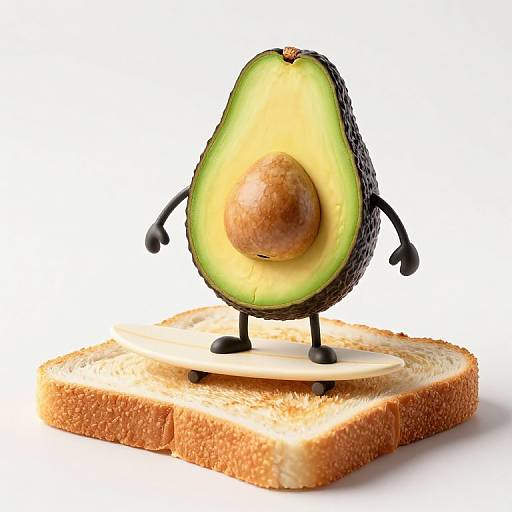 Faceless Avocado Surfing Toast