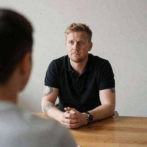 Intimate Conversation at a Wooden Table