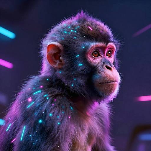 Futuristic Neon Cyberpunk Monkey Profile