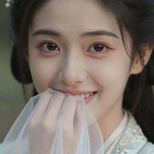 Young Woman in Ming Style Hanfu with Tulle Fabric