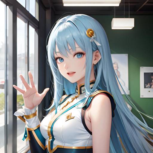 Anime Girl in Maid Outfit in Classroom
