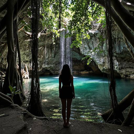 Contemplative Woman at Valladolid Cenote