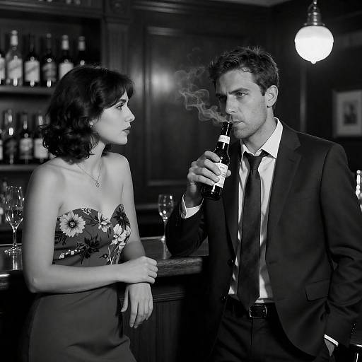 Intense Bar Scene in Black and White