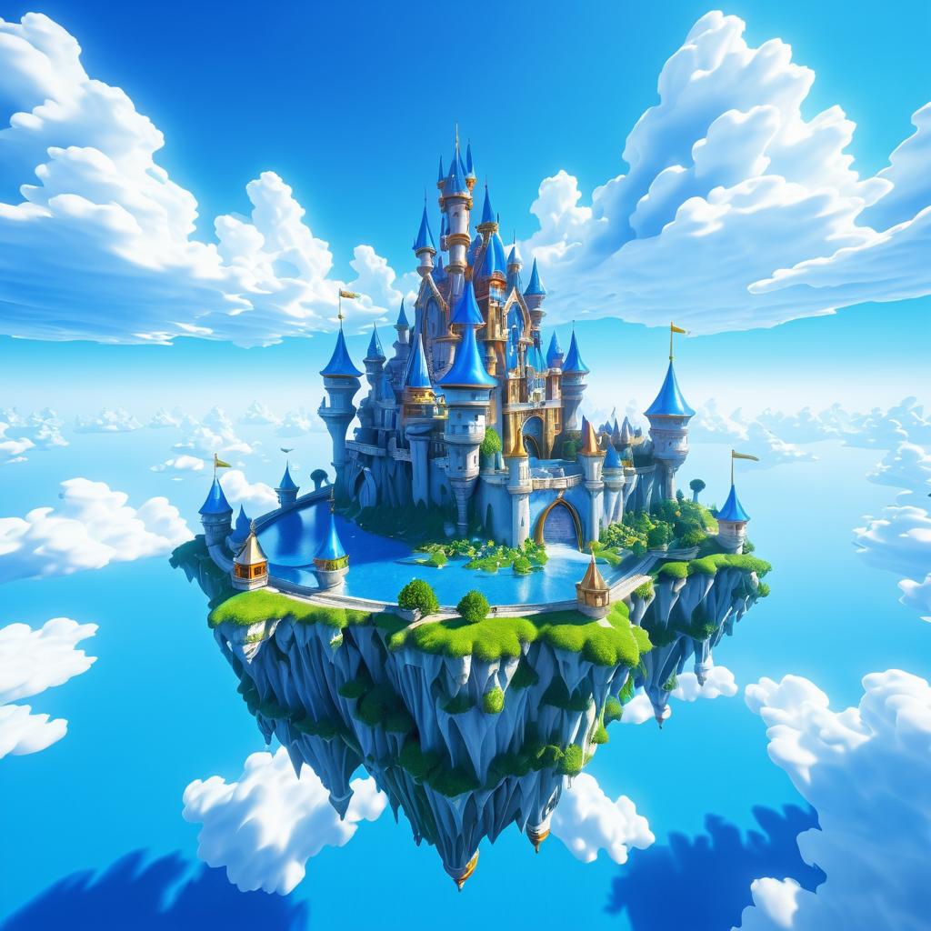 Majestic Floating Castle in Vibrant Skies