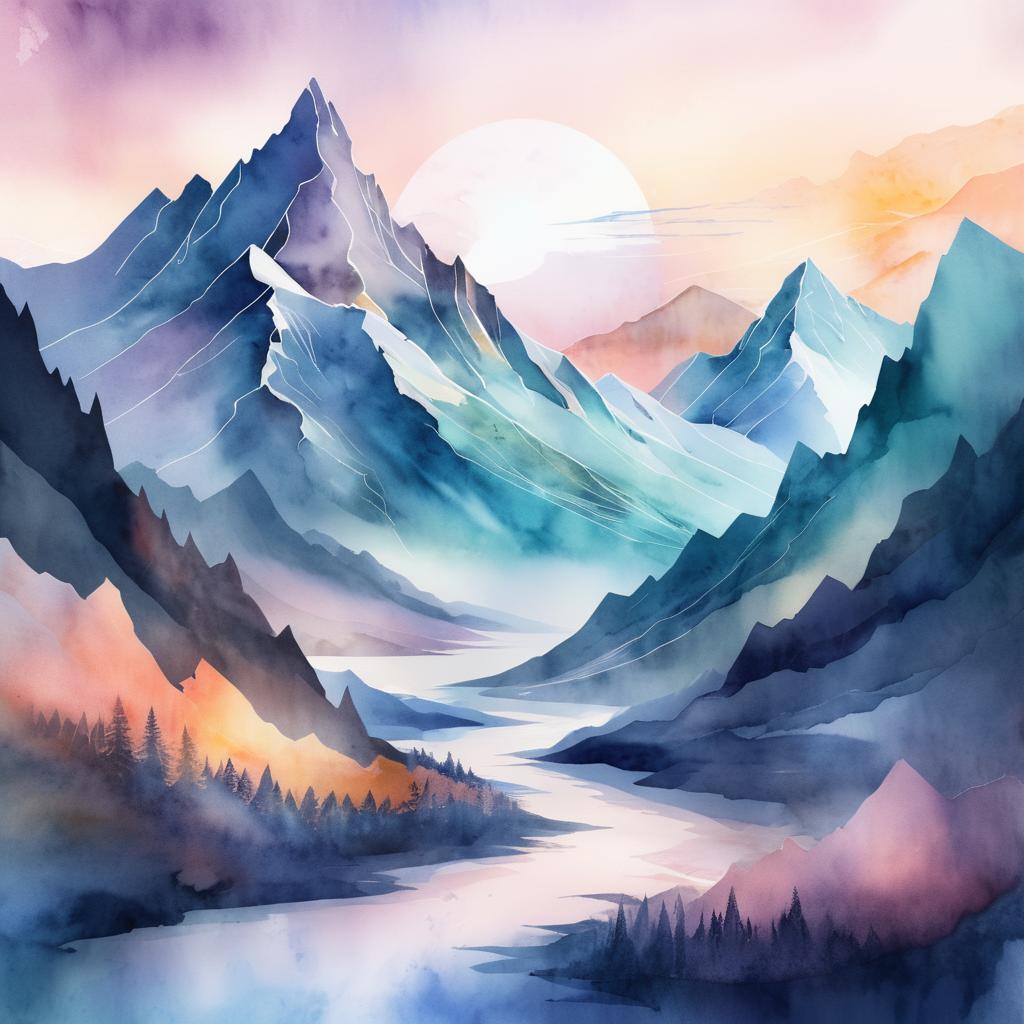 Surreal Mountain Dawn: Strength and Resilience