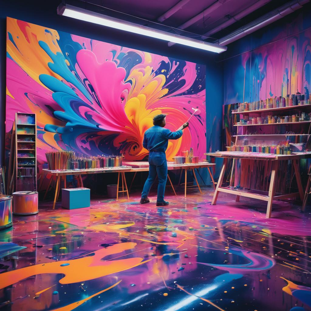 Dynamic Neon Studio of Jackson Pollock