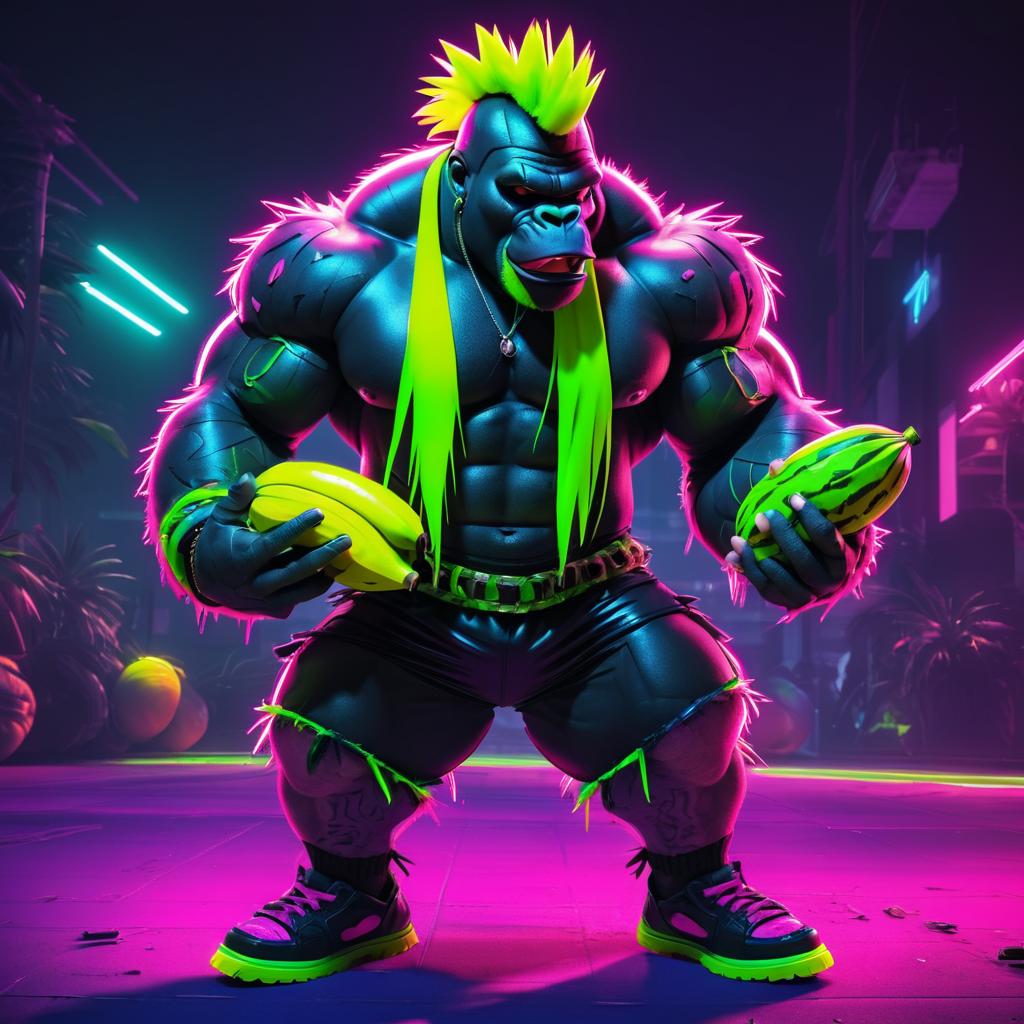 Muscular Gorilla Punk with Neon Tank