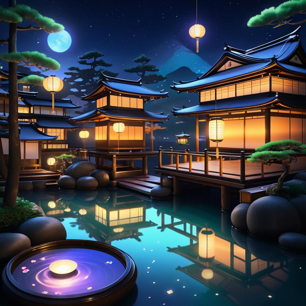 Cozy Nighttime Onsen by Japanese Inn