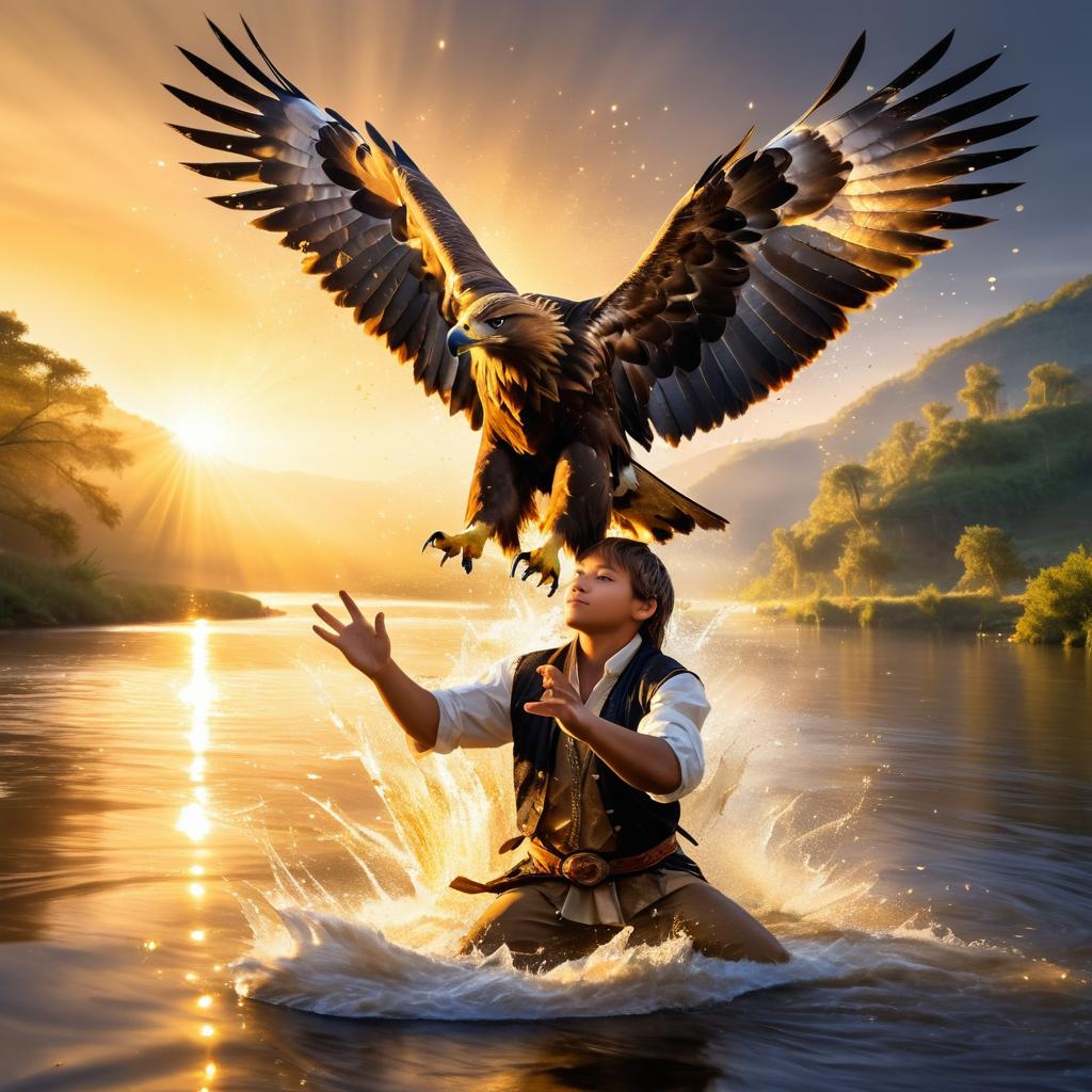 Golden Eagle and Boy at Dawn