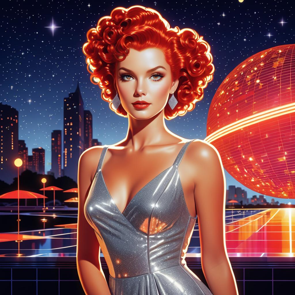 Vibrant 80s Glamour with Fiery Hair