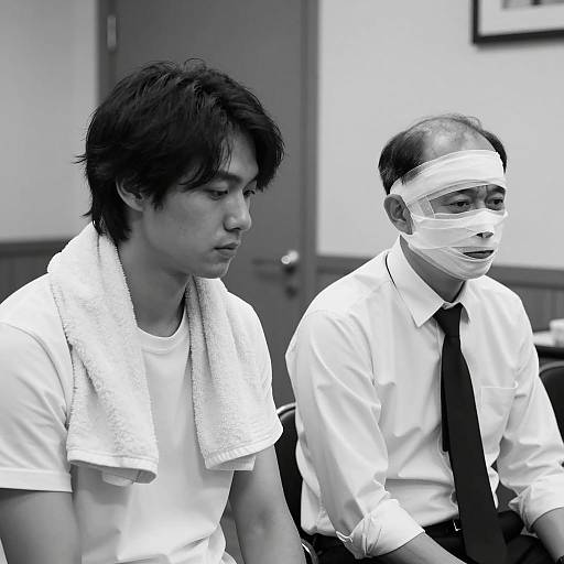 Two men in contemplative mood, black and white