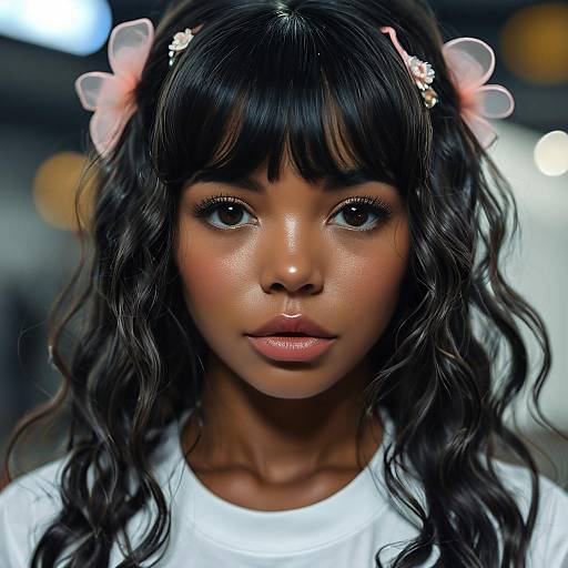 Embarrassed Dark-Skinned Girl Portrait