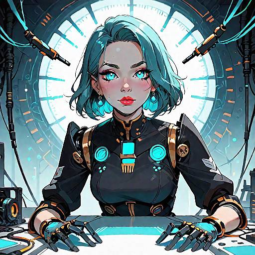 Android Woman in Dark Room