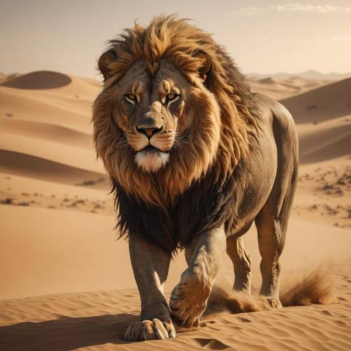 Majestic Lion in Sahara Dunes Art Majestic Lion in Sahara Dunes Art