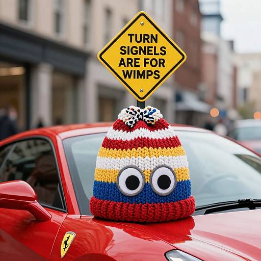 Ferrari in Whimsical Road Sign Hat
