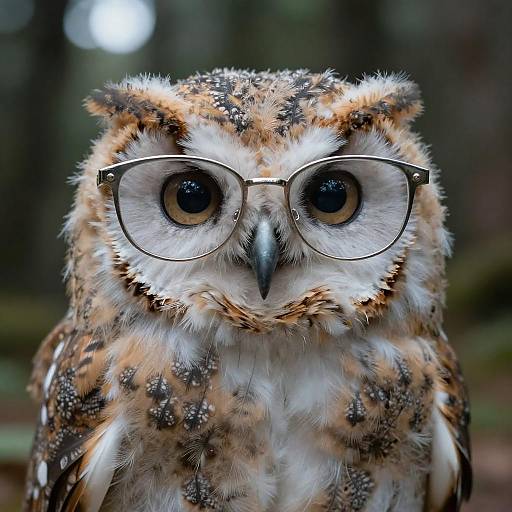 Playful Owl Chick with Vintage Glasses