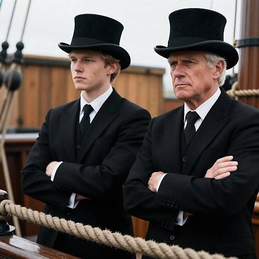 Dapper Duo by the Ship's Rope