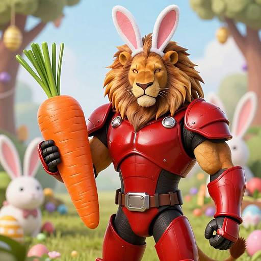 Armored Lion Warrior with Bunny Ears