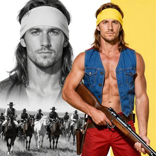 Dynamic Collage of a Muscular Man