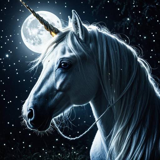 Magical Unicorn with Moonlit Night