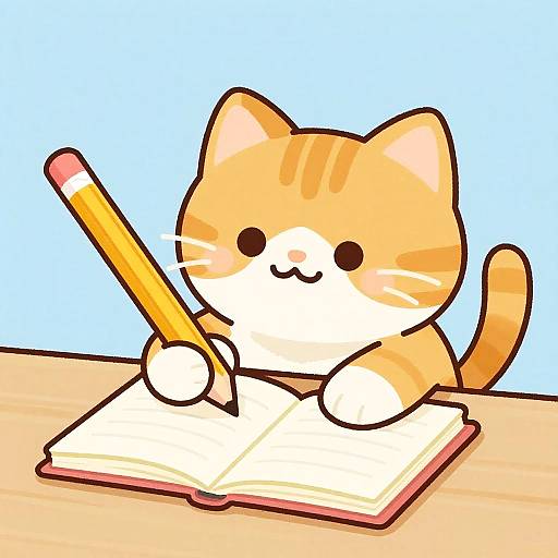 Playful Orange Kitten Doing Homework