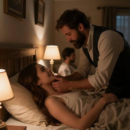 Warm Rustic Bedroom Tender Moment