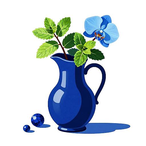 Modern Abstract Still-Life with Blue Glass Pitcher