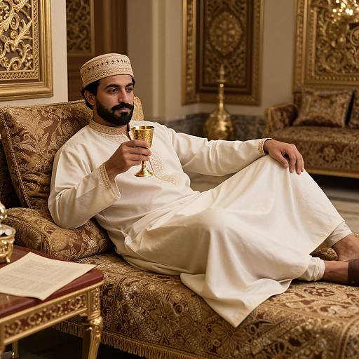 Persian Noble Reclining with Wine