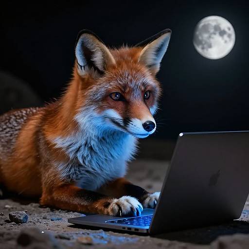 Photorealistic Mystic Fox on Moon