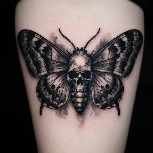 Realistic Skull Moth Tattoo Design