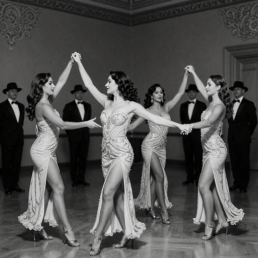 Elegant Dance of Women in Vintage Glamour