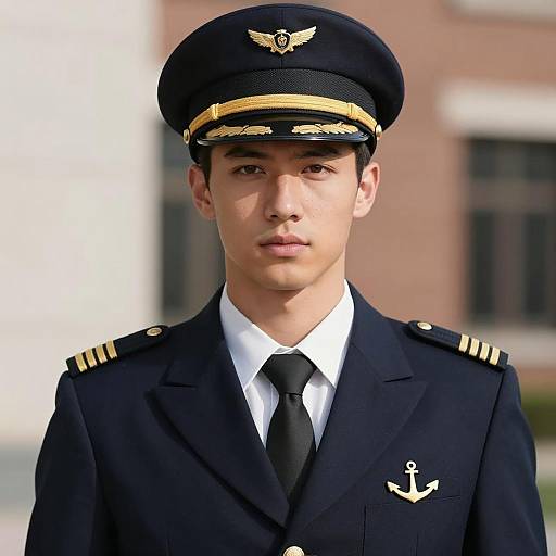Young Male Pilot in Uniform