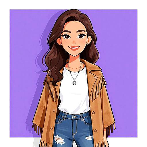 Smiling Woman in Casual Western Outfit