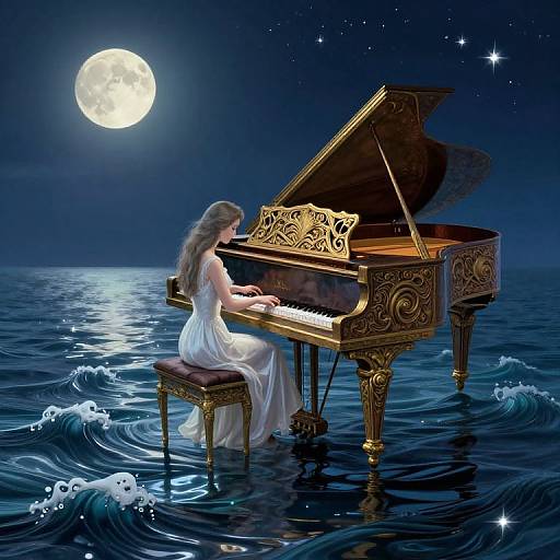 Surreal Moonlit Piano Dreamscape