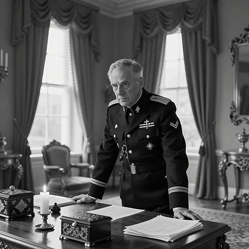 Older Military Officer in Grand Room