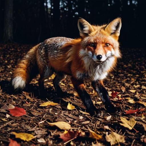 Close-up of Red Fox in Autumn Woodland