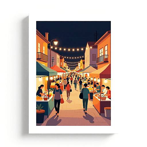 Hyperrealist Bustling Night Market