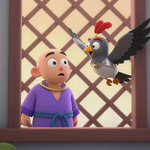 Cartoon Characters in Surprising Encounter