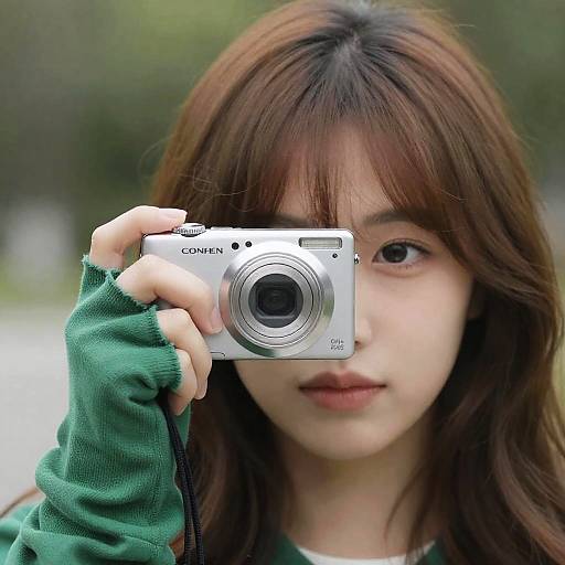 Woman Holding Digital Camera Close-Up