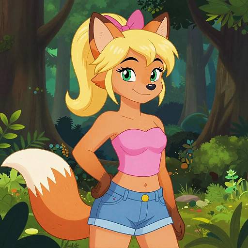 Confident Anthro Fox in Lush Forest