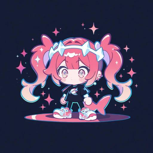 Expressive Chibi Character in Pastel Colors