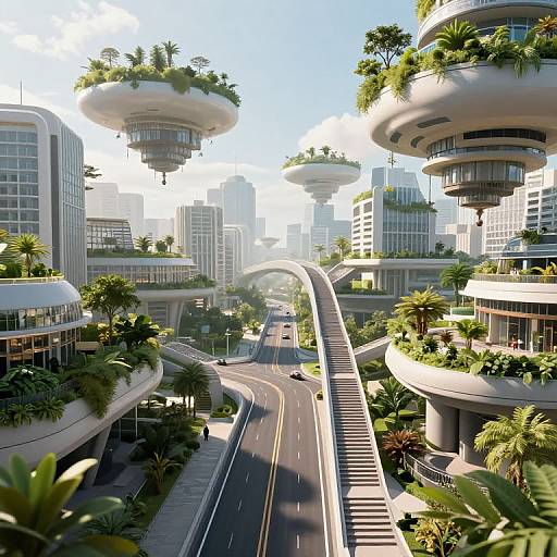 Futuristic Floating Cityscape 3D Render