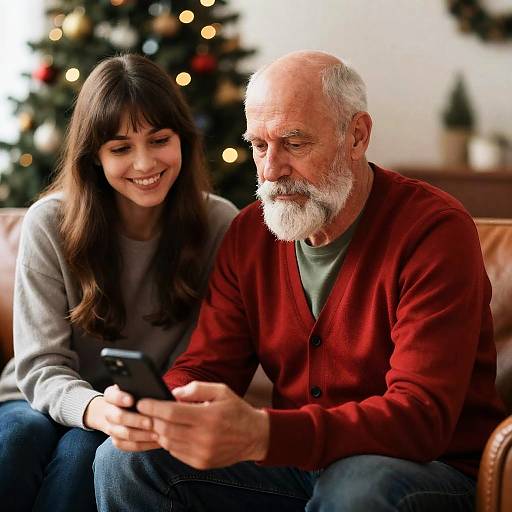 Festive Moment: Elderly Man and Young Woman
