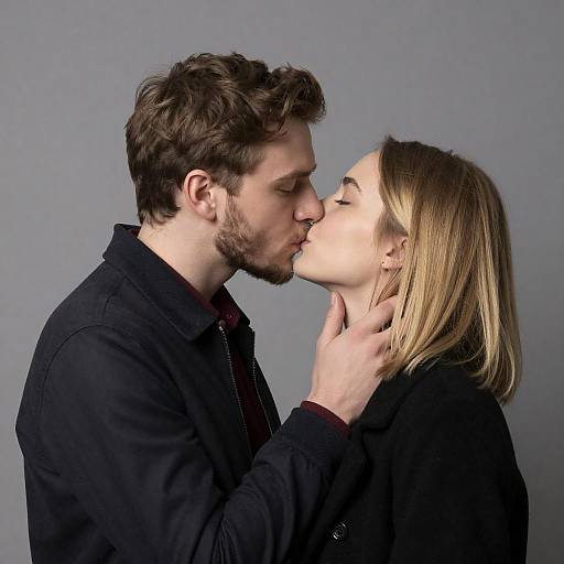 Tender Kiss Between Young Couple