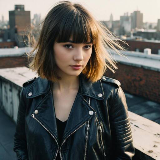 Fashion Model with Textured Bangs and Vintage Style