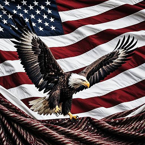Majestic Eagle Emerging From American Flag